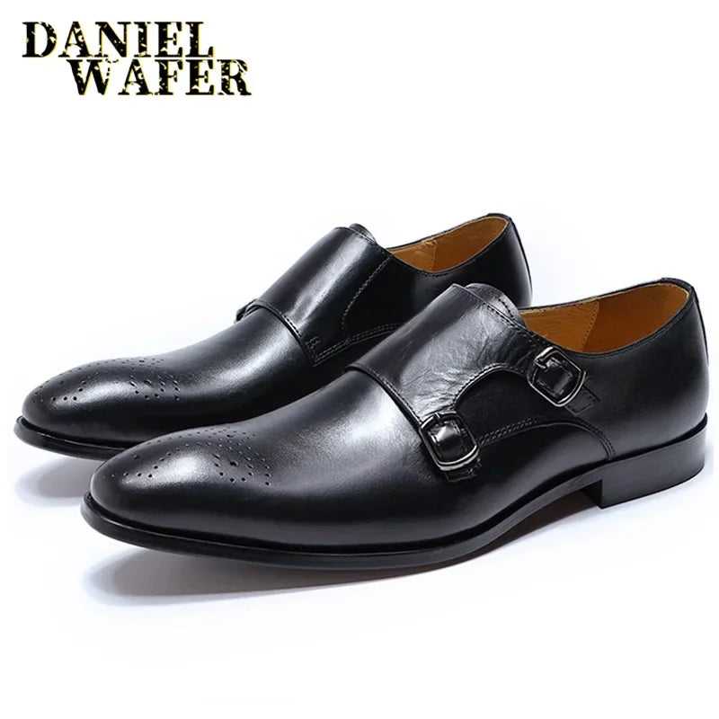 Luxury Men’s Double Monk Strap Leather Loafers | Elegant Office, Business & Wedding Formal Dress Shoes | HollandLuxeGlobal.com Exclusive Collector’s Item