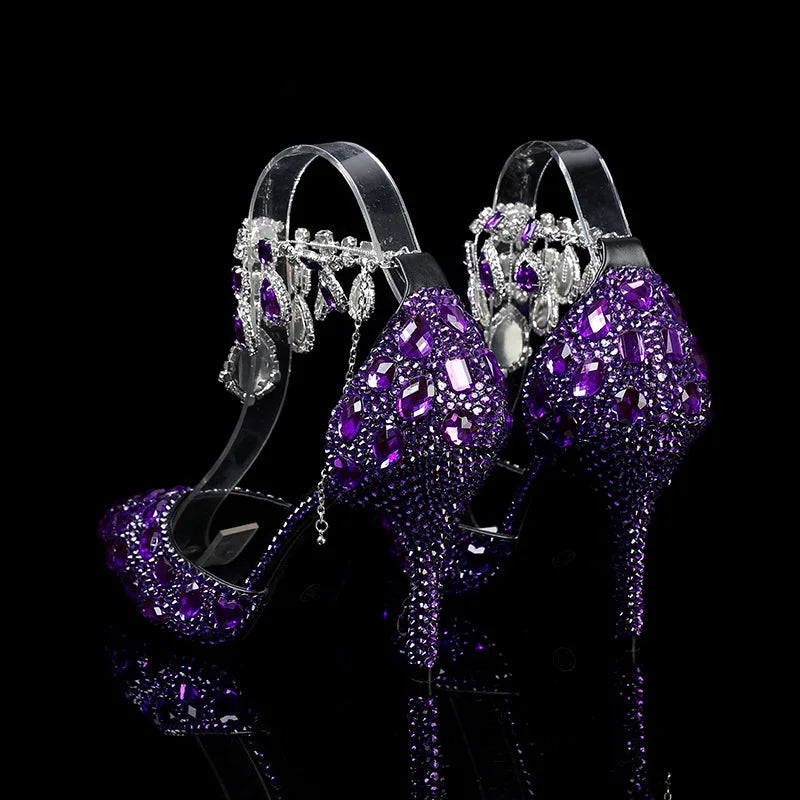 Bling Luxury Handmade Full Rhinestones Women’s Pumps | Diamond Crystal Pendant Banquet High Heels | Fashion Party, Prom & Wedding Shoes | HollandLuxeGlobal.com Exclusive Collector’s Item