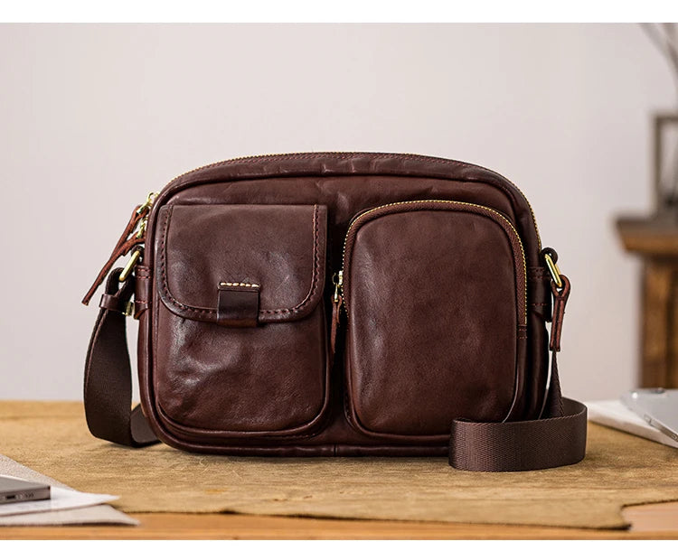 Men’s Fashion Casual Designer Handmade Genuine Leather Shoulder Bag – High-Quality Black Cowhide Crossbody for Outdoor & Daily Use | HollandLuxeGlobal.com Exclusive Collector’s Item