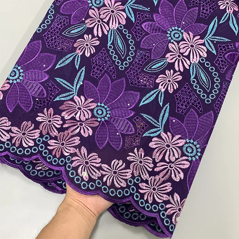 New Arrival – High Quality Swiss Voile Lace in Switzerland, Nigerian Embroidered Cotton Lace Fabric with Stones for Bridal and Prom Dresses | HollandLuxeGlobal.com Exclusive Collector’s Item