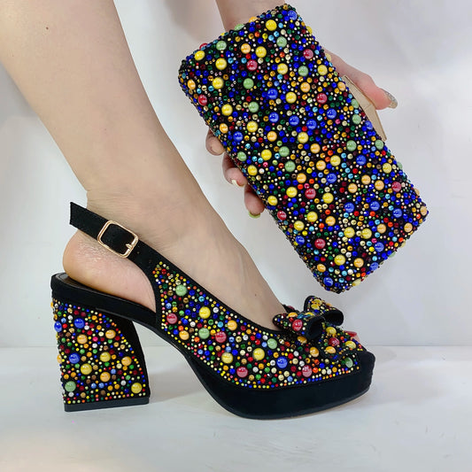 Luxury Italian Rhinestone Party Shoes & Matching Bag Set – Elegant Wine Women’s Dressy Pumps with Heels and Purse to Match | HollandLuxeGlobal.com Exclusive Collector’s Item