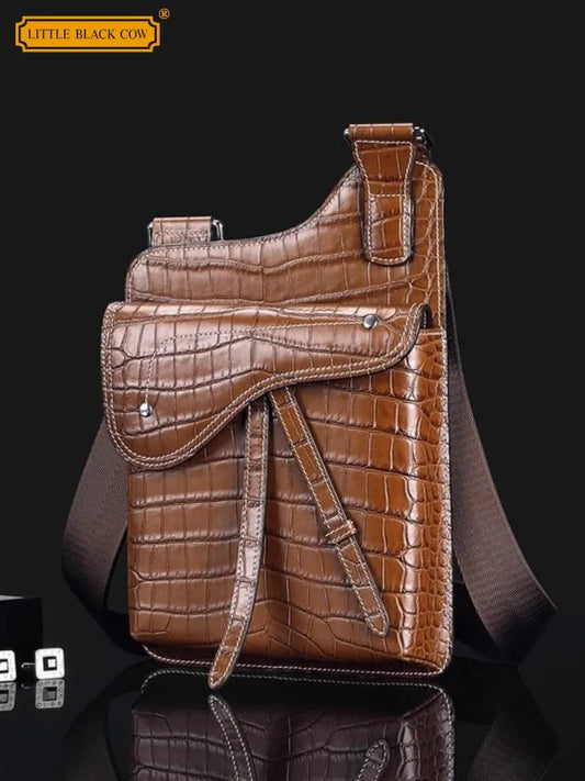 High Quality Crocodile Leather Business Casual Men’s Shoulder Bag – Genuine Designer Crossbody Handbag With Elegant Craftsmanship | HollandLuxeGlobal.com Exclusive Collector’s Item