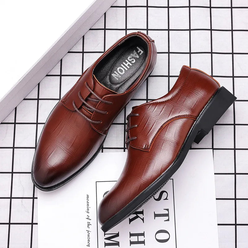 Luxury Men’s Genuine Leather Dress Shoes | Classic Pointed Toe Designer Formal Business & Party Footwear for Modern Gentlemen | HollandLuxeGlobal.com Exclusive Collector’s Item